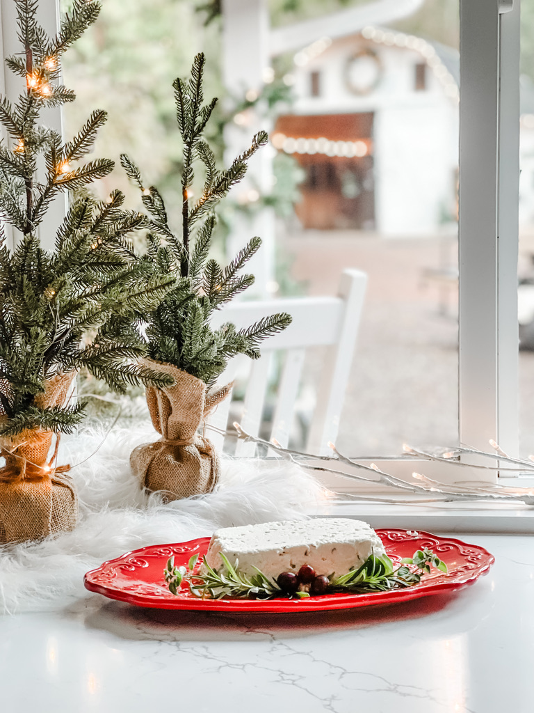 Fresh goat cheese as a a holiday appetizer for parties