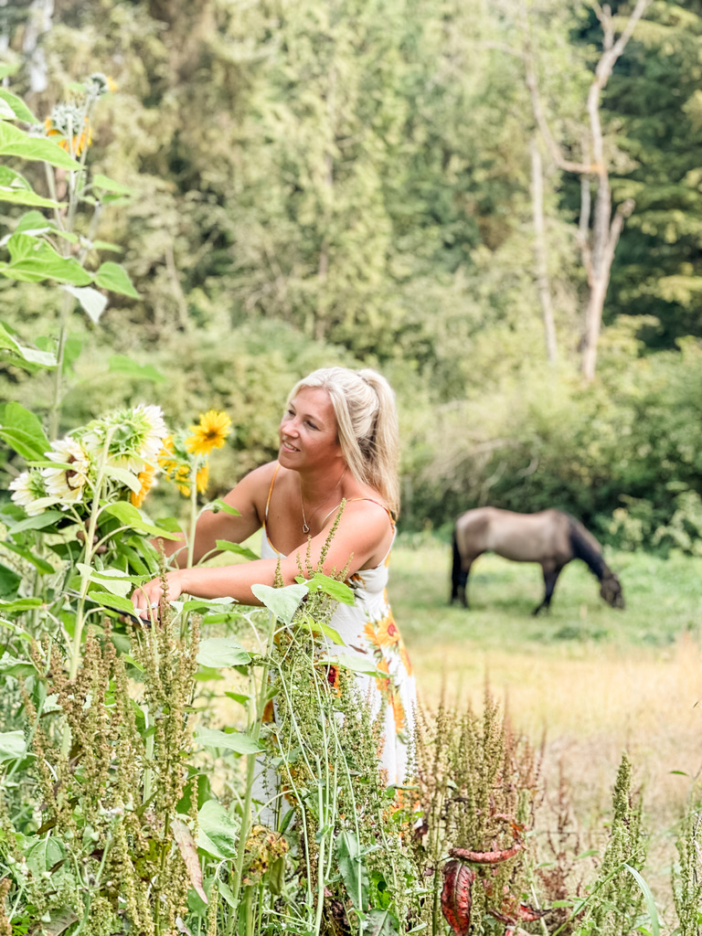 Brandelyn picking sunflower
